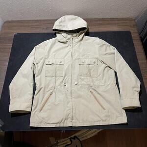 Vintage Safari Jacket Anderson Anorak Mens Hooded Utility Parka Drawstring 1970s